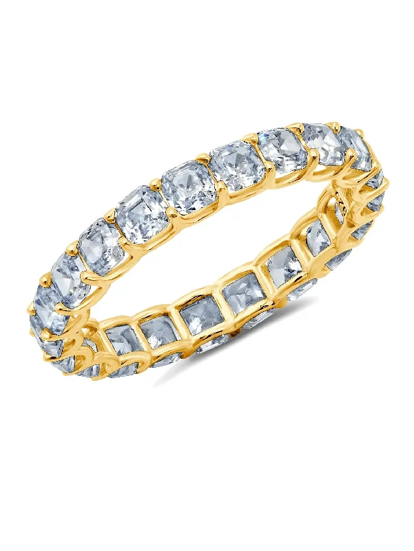 Small Asscher Cut Eternity Band Finished in 18kt Yellow Gold