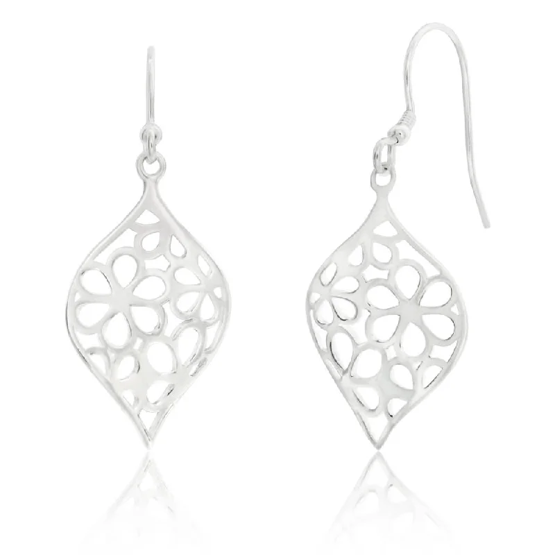 pearl and silver bracelet Sterling Silver Flower Cut Out Patterned Drop Earrings