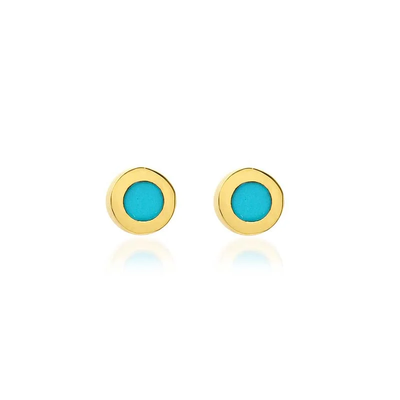 Turquoise Inlay Circle Studs