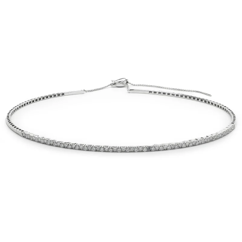 14 Karat White Gold Diamond Choker Necklace