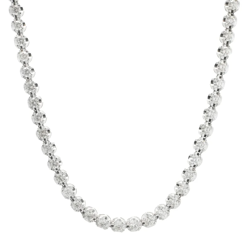 14 Karat White Gold Diamond Tennis Necklace