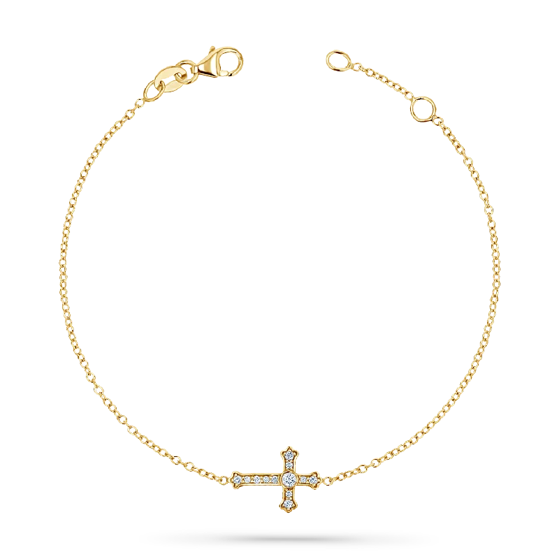 Diamond Sideways Cross Bracelet