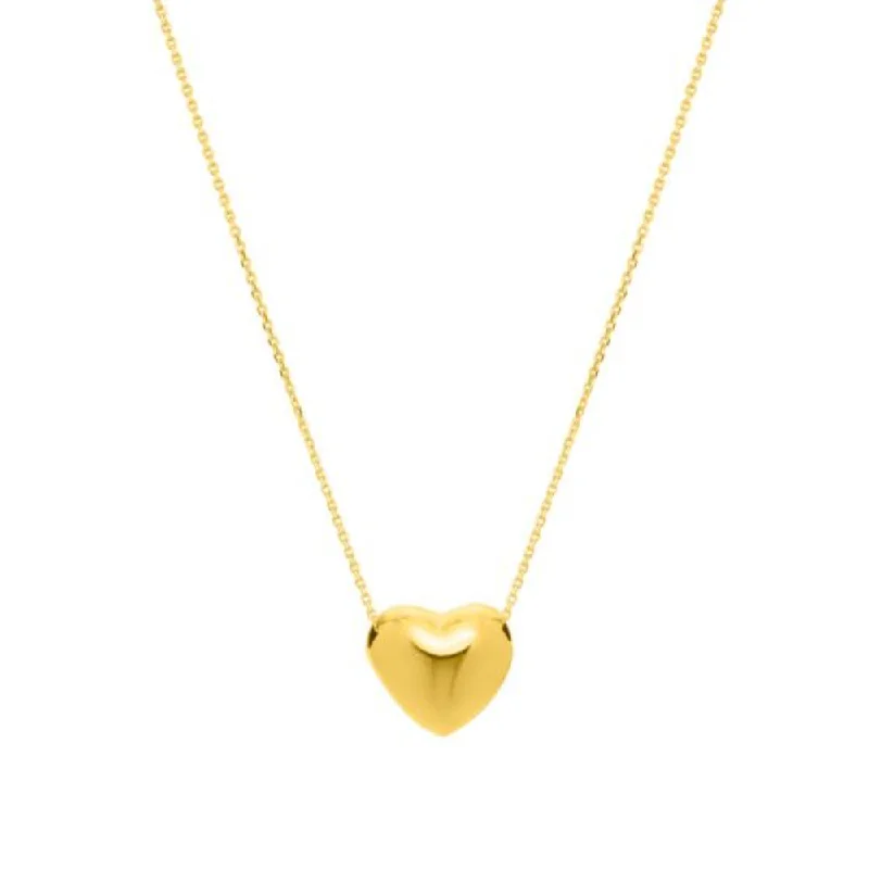 14k Gold Small Puffed Heart Pendant Necklace