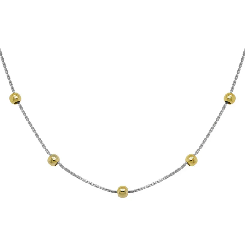 14k Gold Two-Tone Beaded Chain, 16"