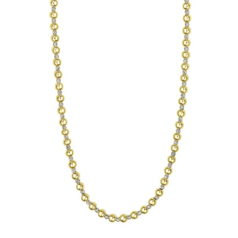 14k Polished and Diamond-Cut Beaded Chain