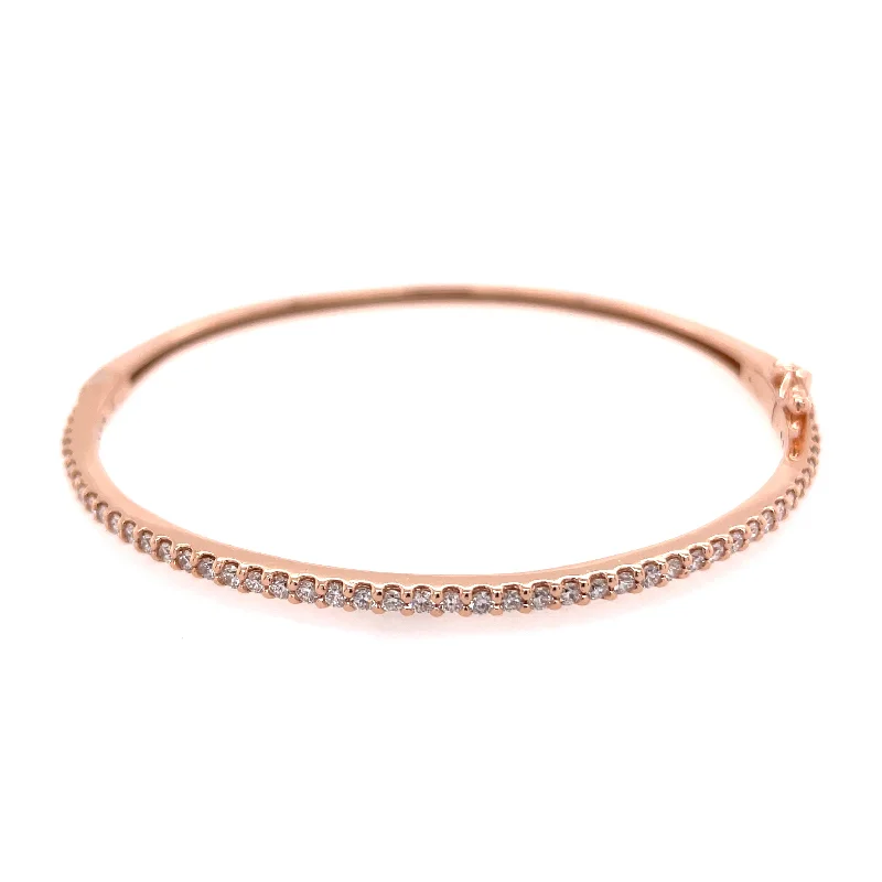 14K Rose Gold Diamond Bangle Bracelet