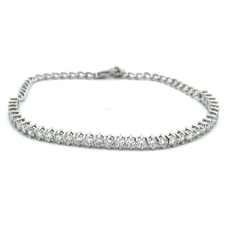 14K White Gold Adjustable Diamond Tennis Bracelet