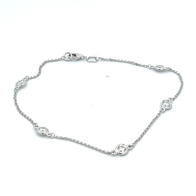 14K White Gold Diamonds-by-the-Yard Bracelet