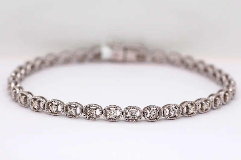 14KW 1.00 CTTW DIAMOND MILGRAIN BRACELET