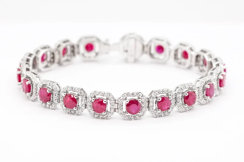 14KW 8.96 CTTW Ruby and Diamond Bracelet