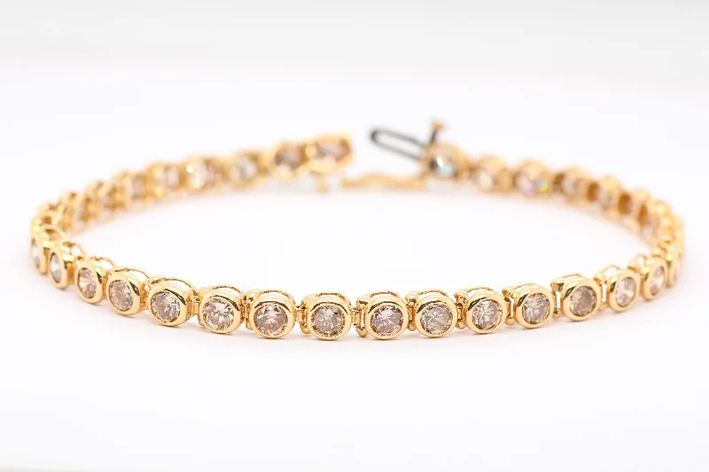 14K Yellow Gold Bracelet with 9.00 Carat Total Weight Chocolate Diamonds