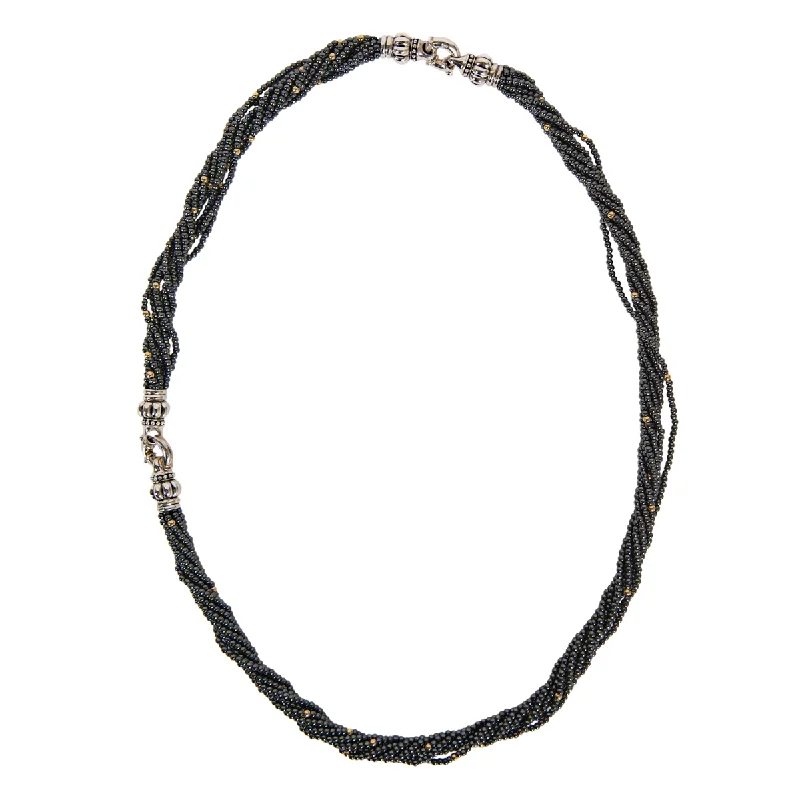 Pre-Owned Lagos Hematite Bead Icon Convertible Necklace