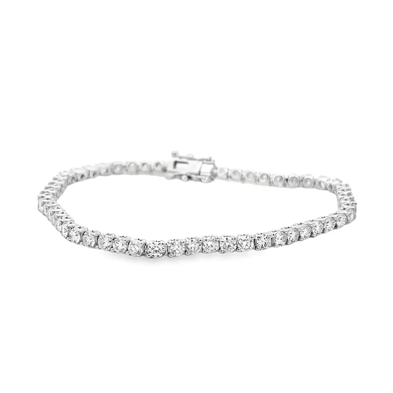 18K White Gold Two Prong Diamond Tennis Bracelet