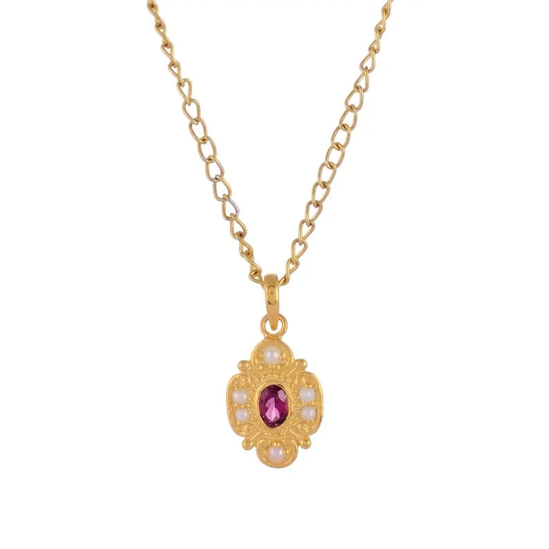 Tourmaline & Pearl Pendant Necklace