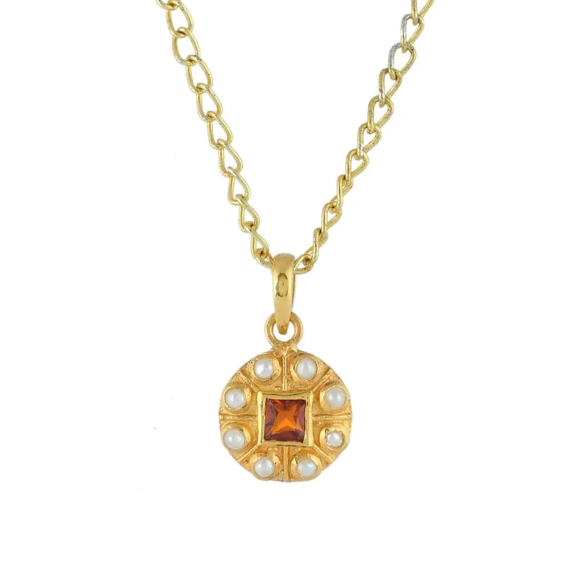 Citrine & Pearl Pendant Necklace