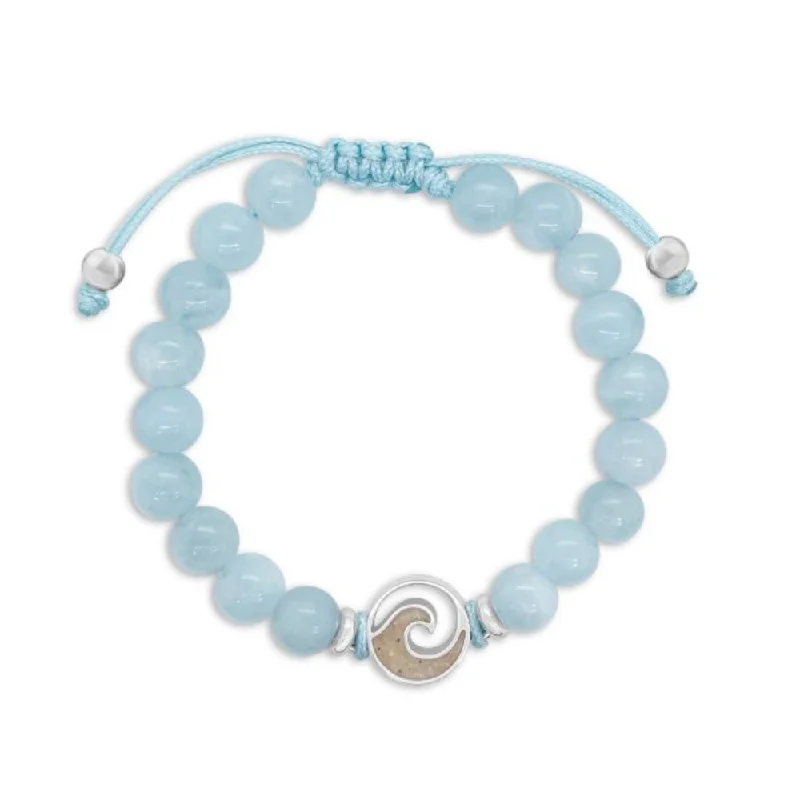 Dune Beaded Bracelet Adjustable - Wave - Aquamarine