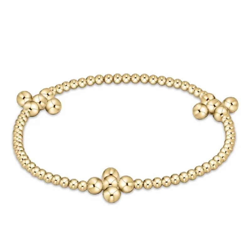 enewton Extends Signature Cross Gold Pattern 2.5mm Bead Bracelet - Classic Beaded Signature Cross Gold - 4mm Bead Gold