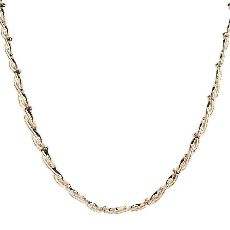 Estate 14 Karat Yellow Gold Tapered Polished Infinity Link Design Necklace