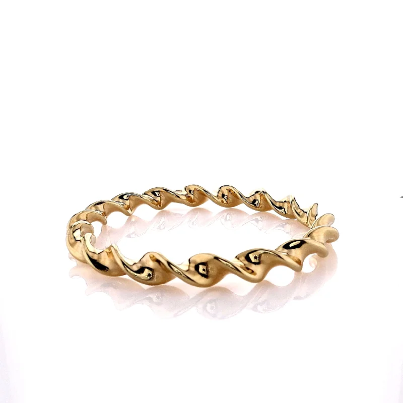 Estate 14k Yellow Gold Twisted Fusilli Design Bangle Bracelet