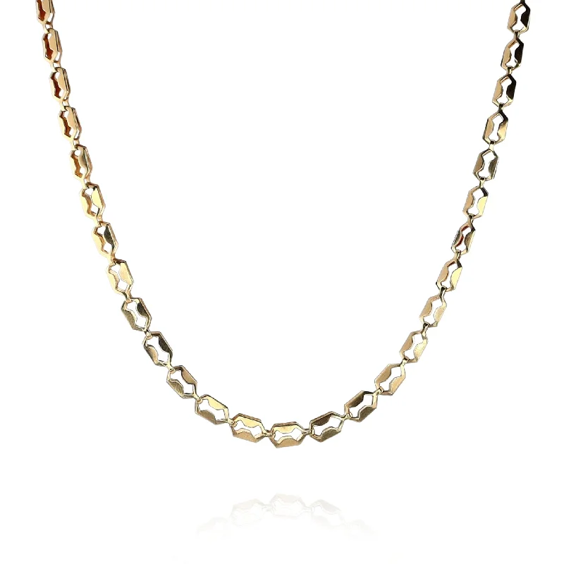 Estate 18k Yellow Gold 24" Polished Key Hole Link Necklace