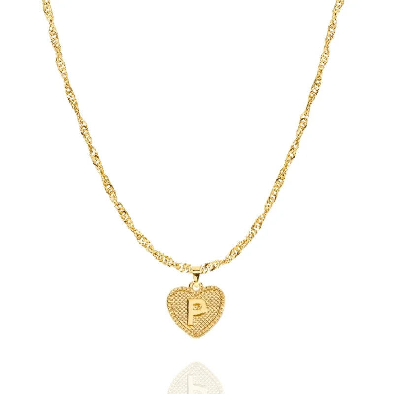 Initial Heart Necklace in Gold