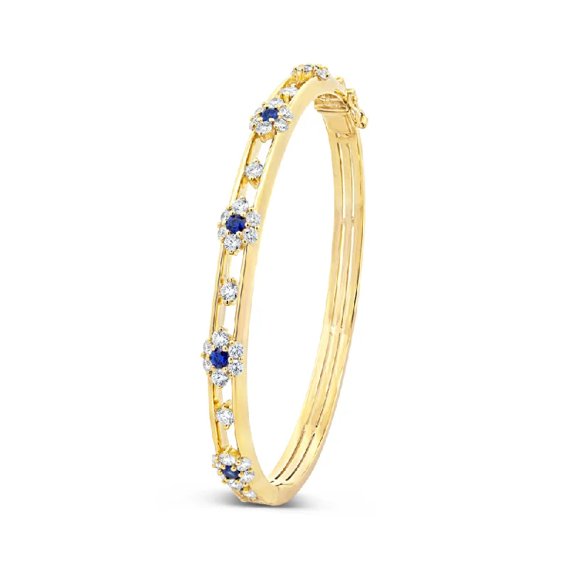 Jack Kelege 18k Diamond and Sapphire Bangle Bracelet