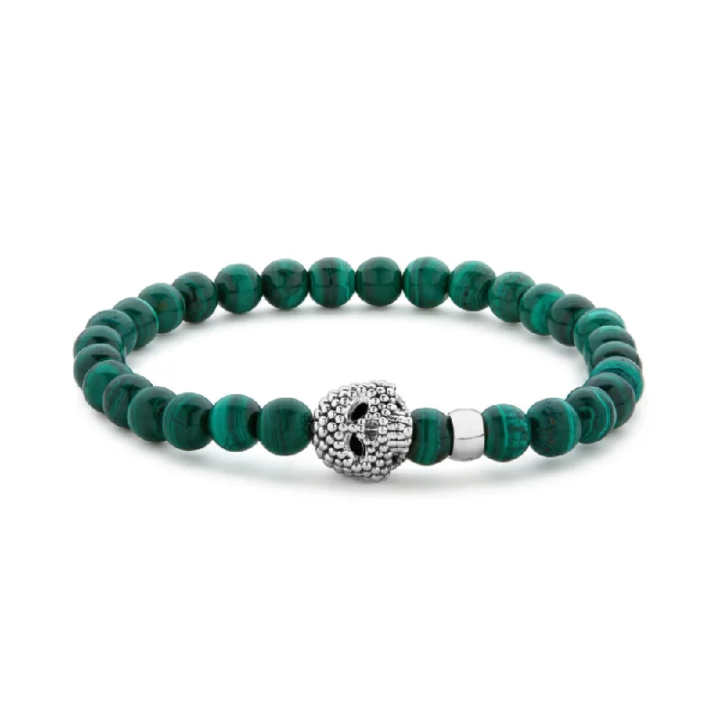 Lagos Anthem Malachite Skull Bracelet