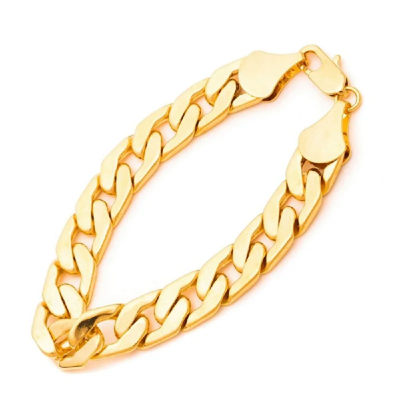 11mm Gold Cuban Link Bracelet Flat