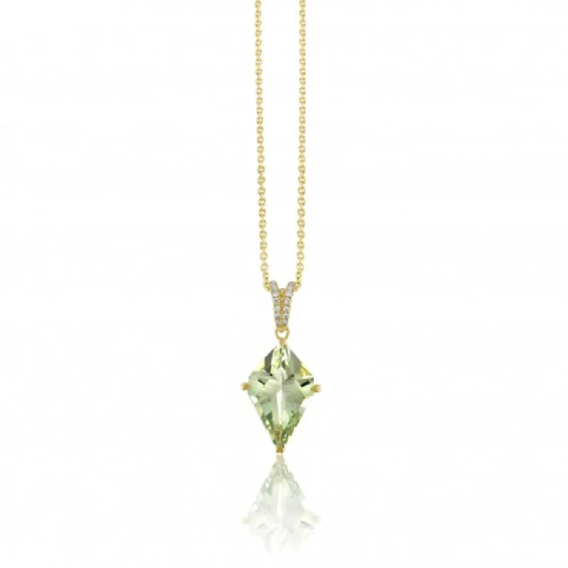 Lisa Nik 18k Gold Green Quartz Kite Shape Pendant