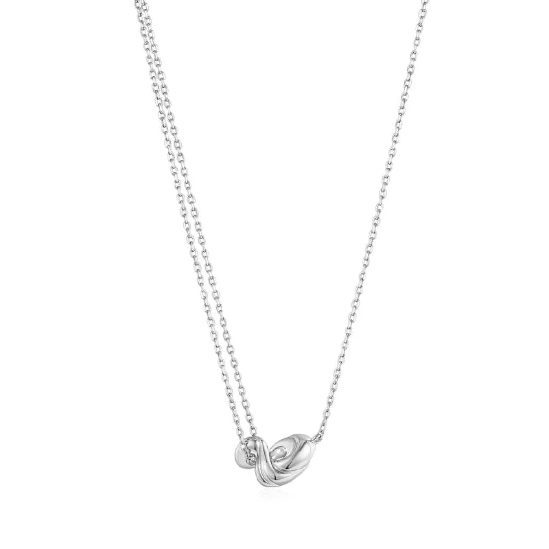 Silver Twisted Wave Mini Pendant Necklace