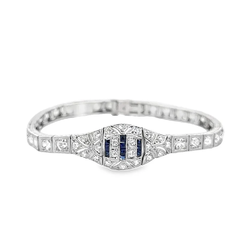 Platinum Antique Diamond & Sapphire Bracelet