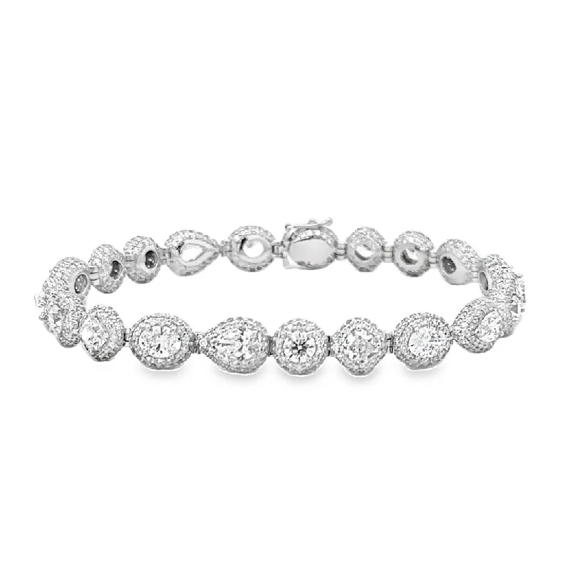 Platinum Multi-Shape Diamond Tennis Bracelet