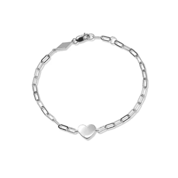 Silver Icon Heart Paper Clip Bracelet