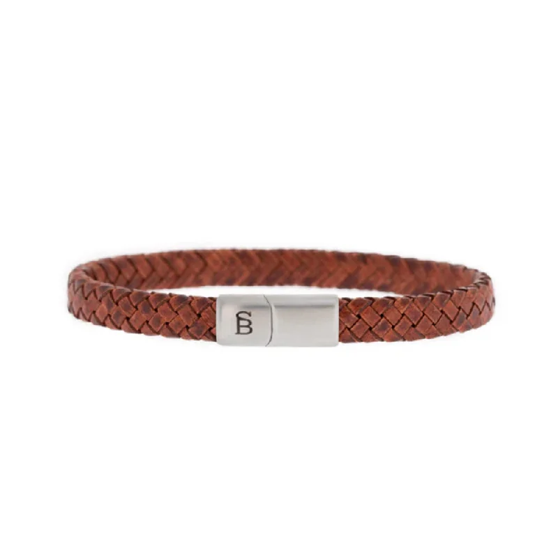 Steel & Barnett Men's Leather "Riley" Bracelet in Caramel